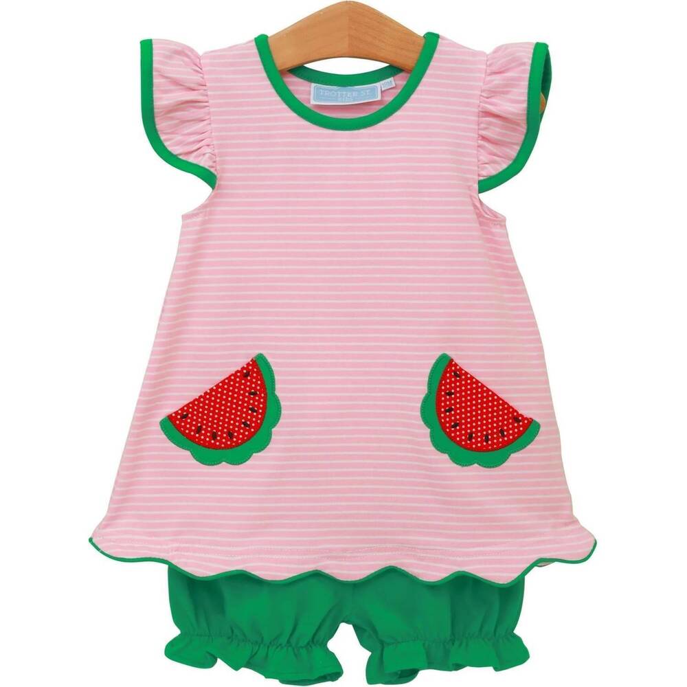 NEW TROTTER STREET KIDS girls one in a melon bloomer set in pink